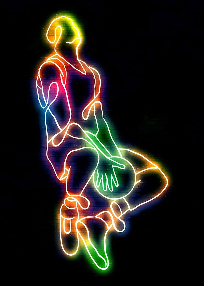 Neon Basketball Player Silhouette
