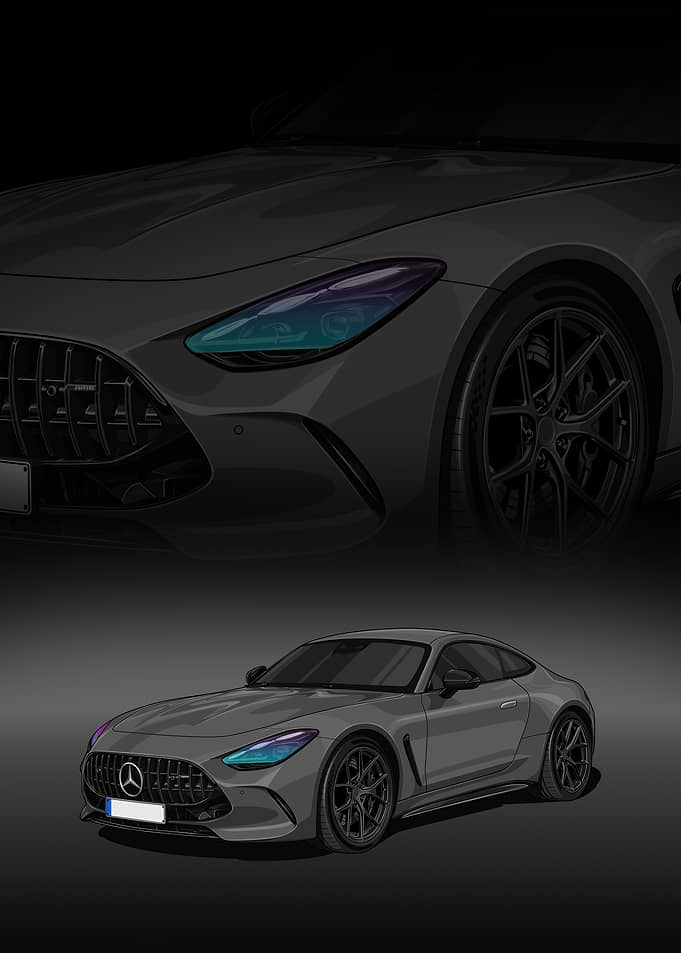 Gray Mercedes-AMG SL Coupe Illustration