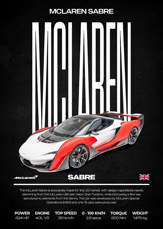 McLaren Sabre Car Poster