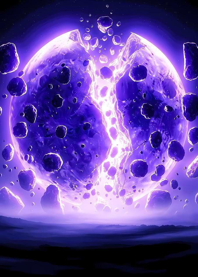 Exploding Planet with Asteroids