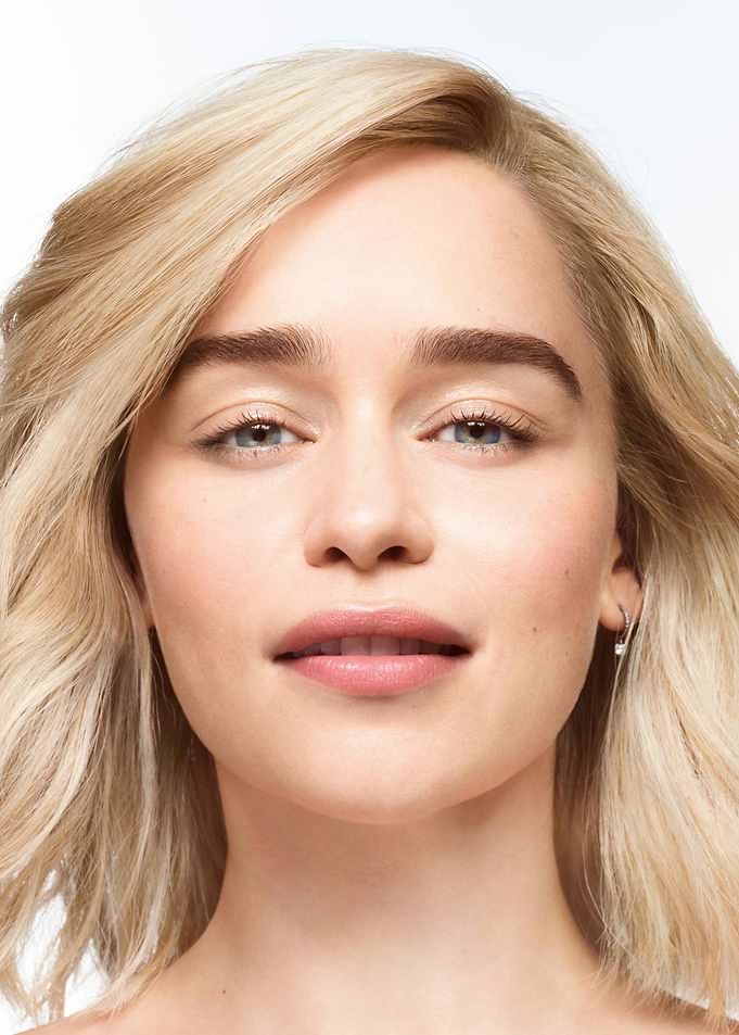 Emilia Clarke portrait, blonde hair, blue eyes