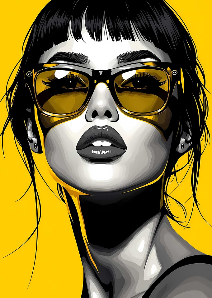 Stylish Woman with Yellow Sunglasses Portrait