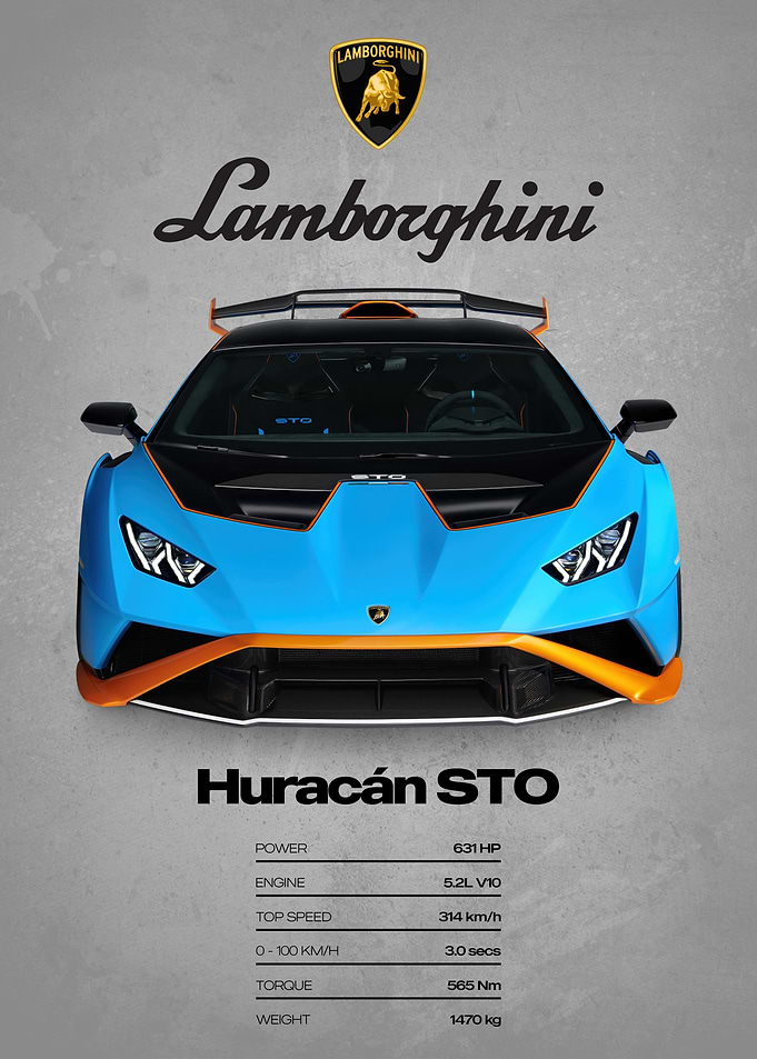 Lamborghini Huracán STO Car Poster