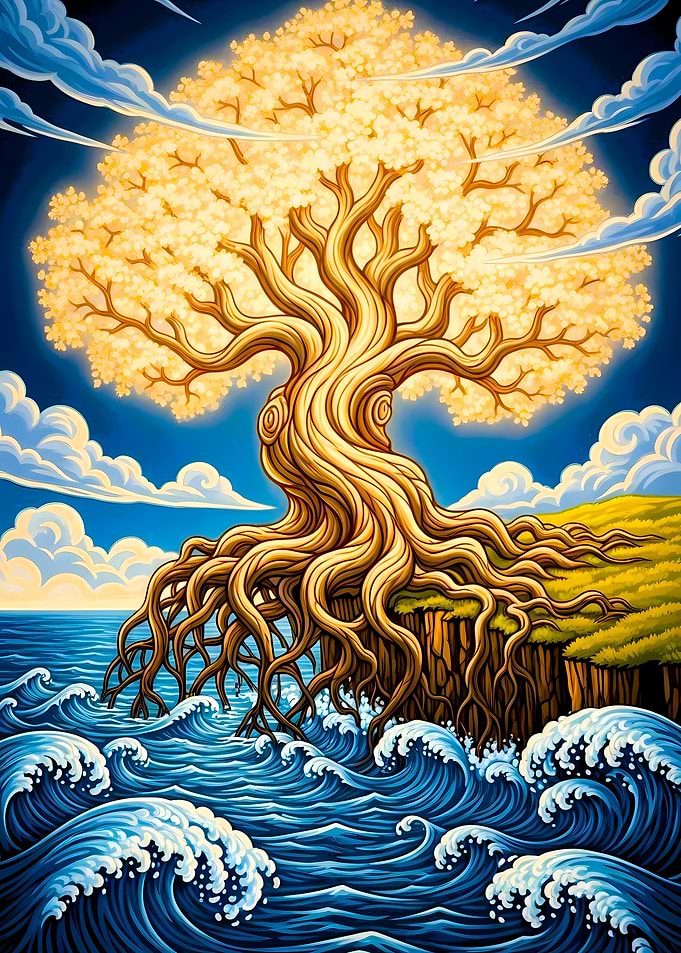 Golden Tree of Life by the Sea