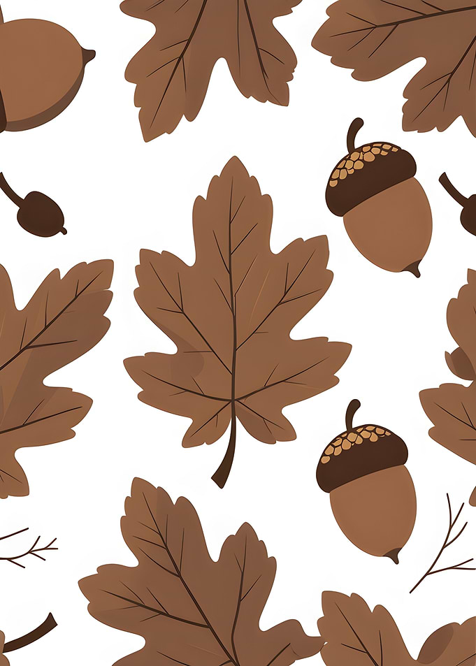 Autumn Leaves and Acorns Pattern