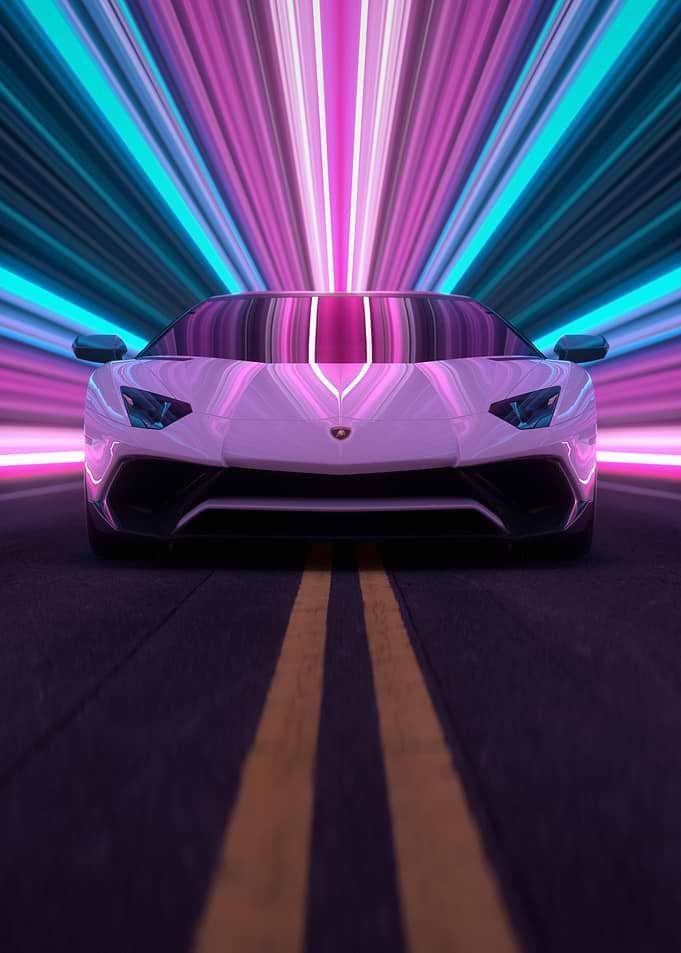 Lamborghini Aventador with Neon Lights