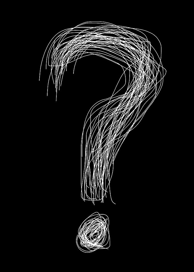Question Mark Scribble on Black