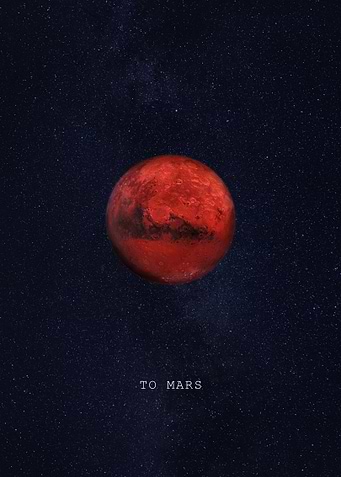 Mars in Starry Space with Text