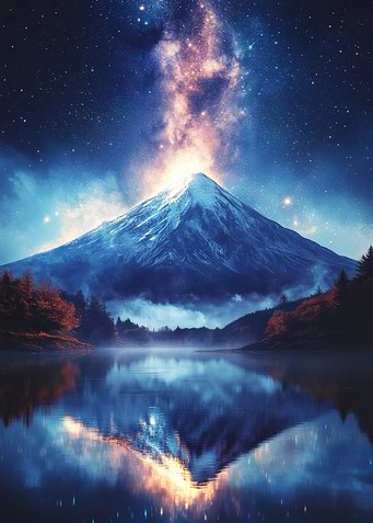 Mountain Reflection Under Starry Sky