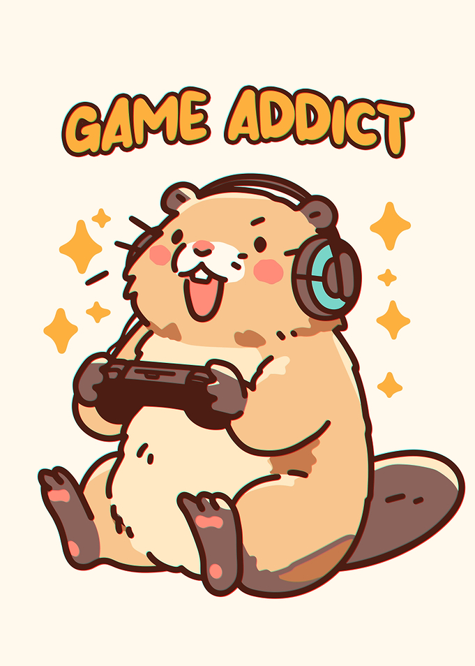 Cartoon Beaver Gamer with Headset