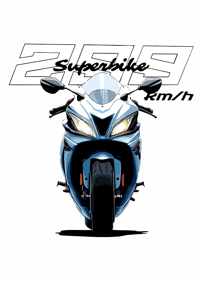 Blue Superbike Front View Illustration