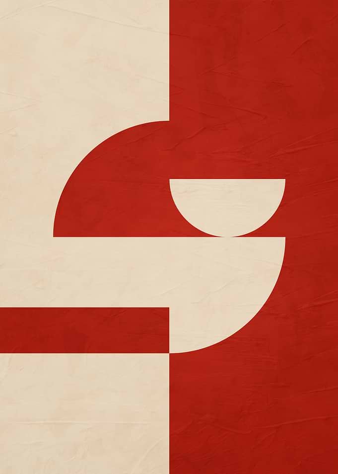 Abstract Red and Beige Geometric Art