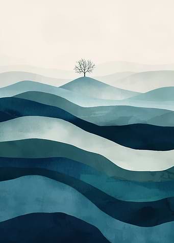 Blue Hills and Solitary Tree