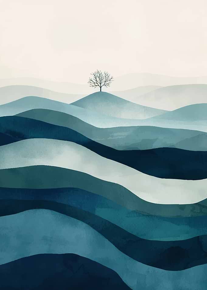 Blue Hills and Solitary Tree