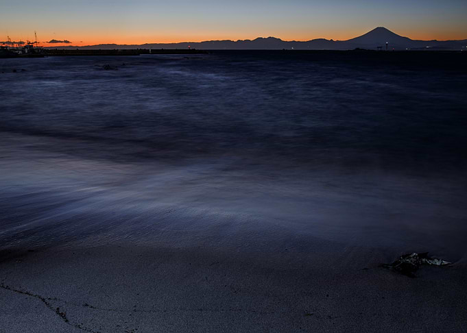 Mount Fuji at Dusk from the Beach