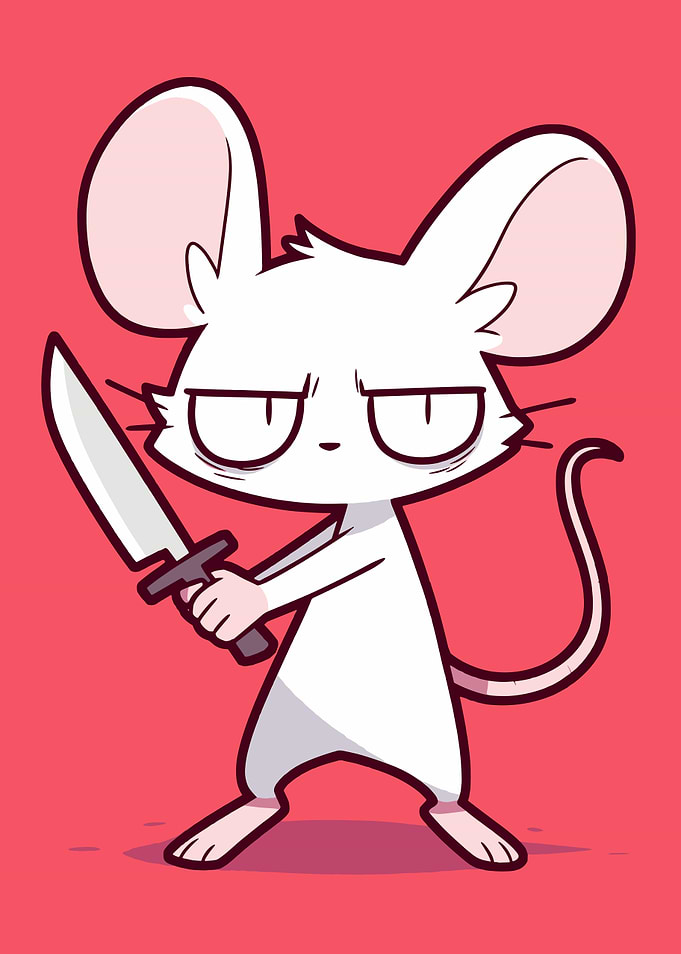 Cartoon Mouse with Knife
