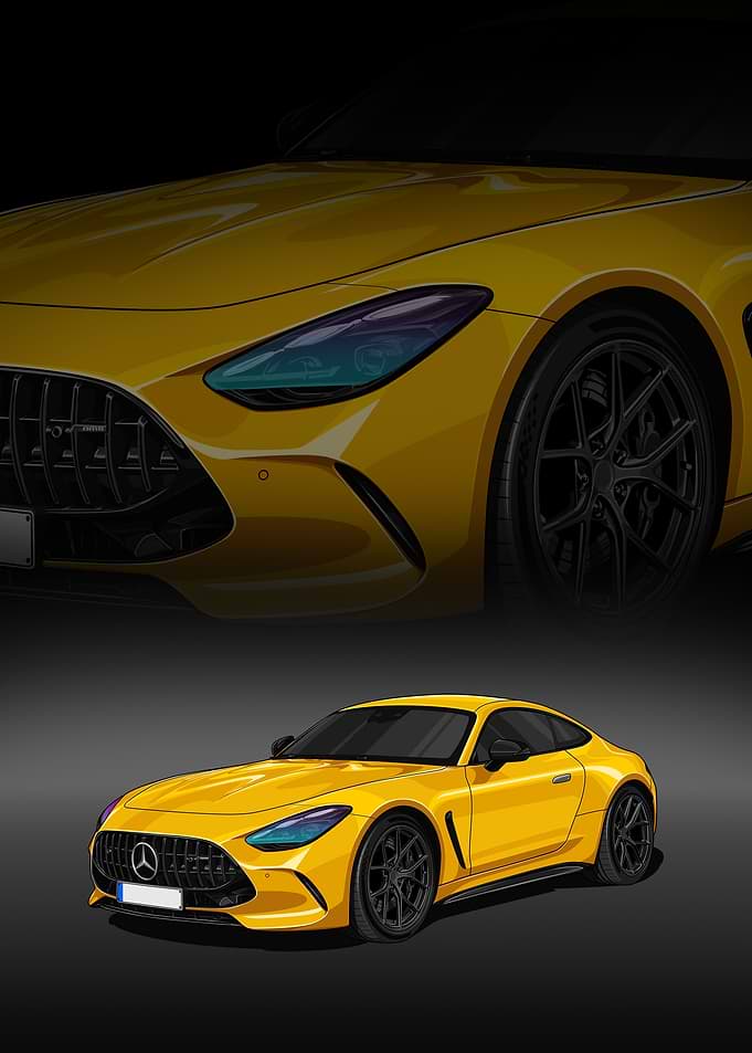 Yellow Mercedes-AMG SL Illustration