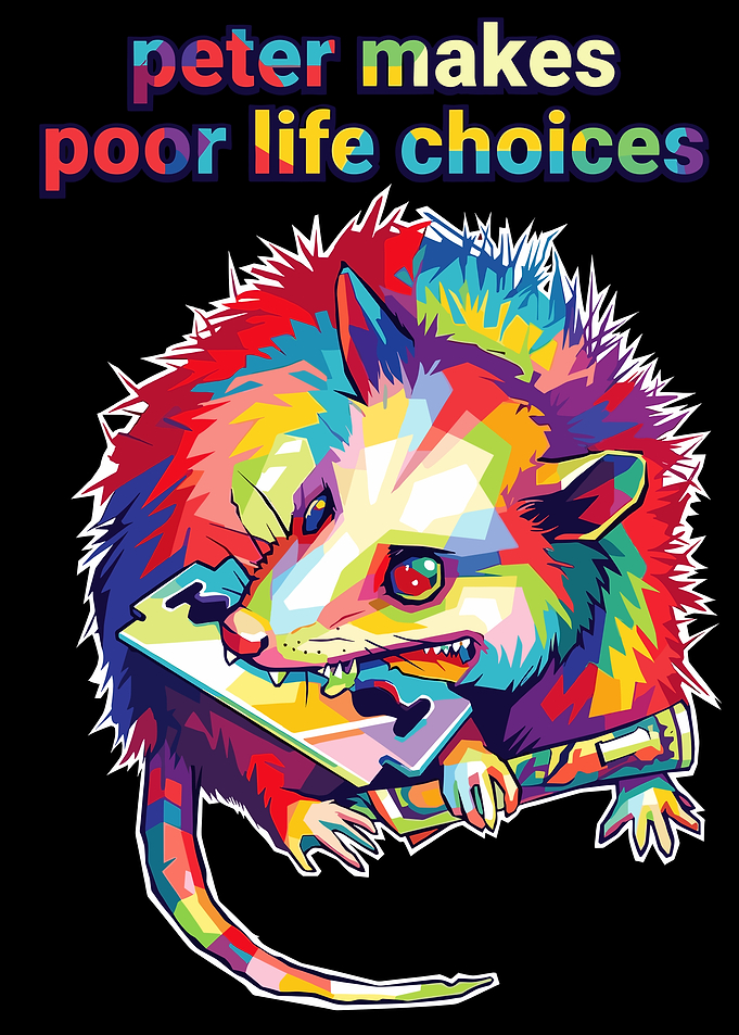 Opossum with Razor Blade Pop Art