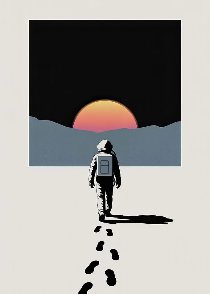 Astronaut Walking on Lunar Surface