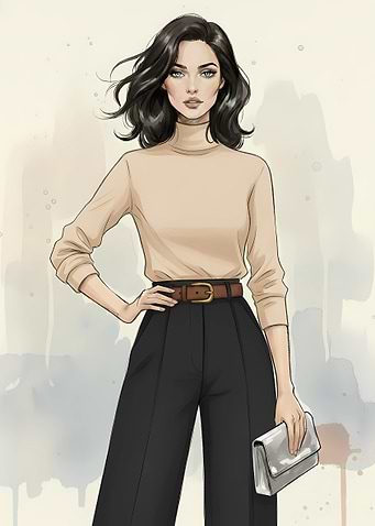 Fashion Illustration: Woman in Elegant Outfit