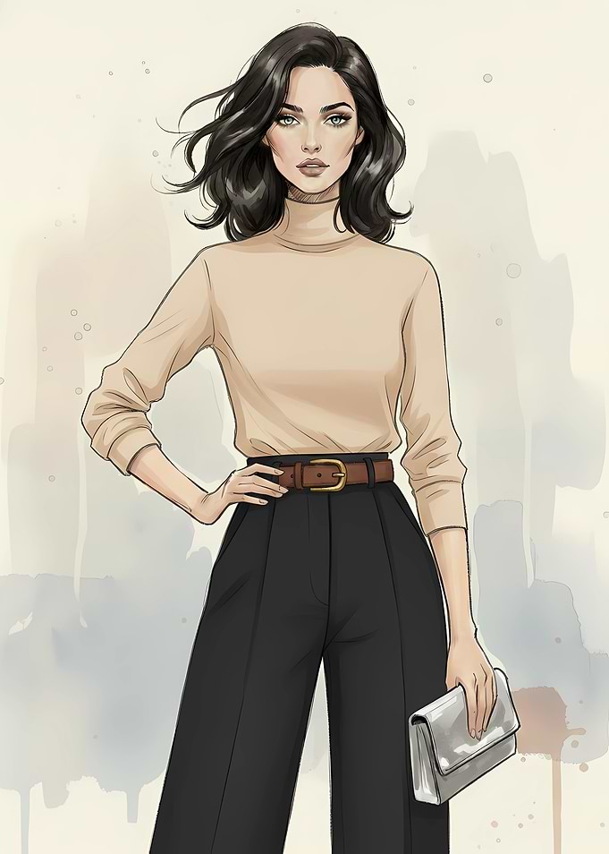 Fashion Illustration: Woman in Elegant Outfit