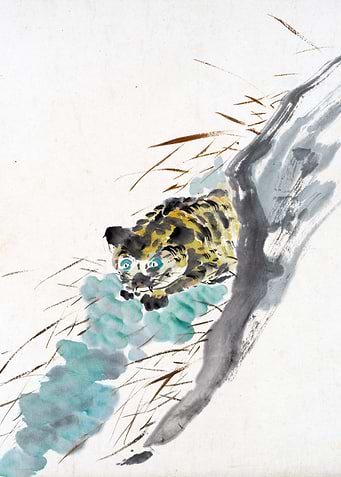Reclining Tiger Chinese Painting