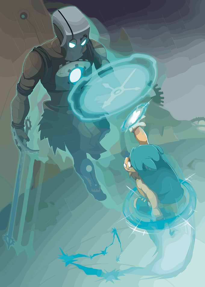 Cartoon Battle with Clock Shields