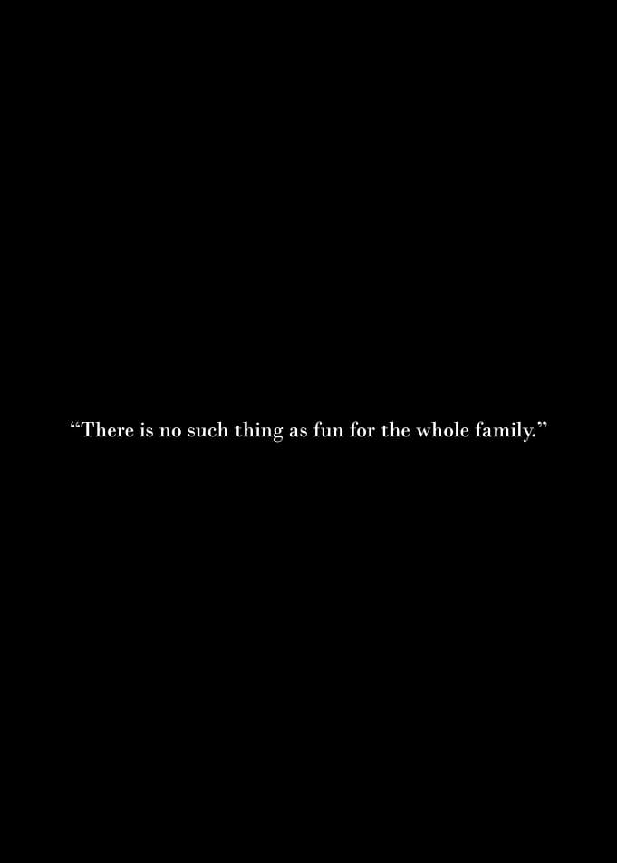Dark image with text about family