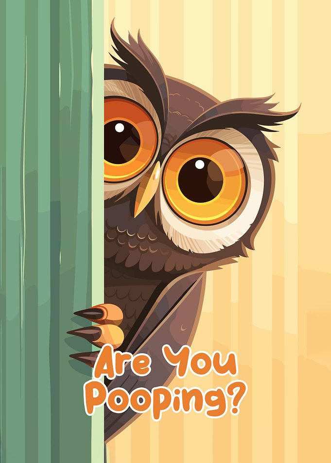 Cartoon Owl Asks 'Are You Pooping?'