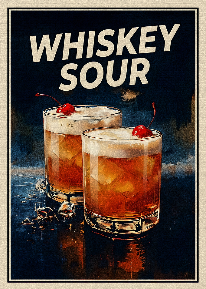 Whiskey Sour Cocktail Retro