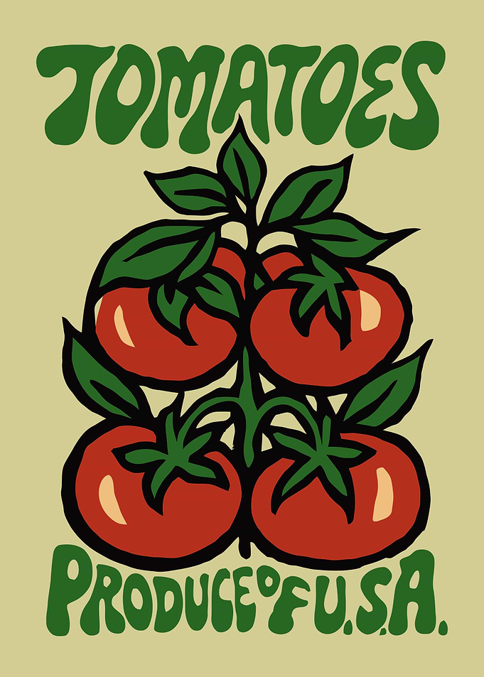 Tomatoes Produce of U.S.A. Poster