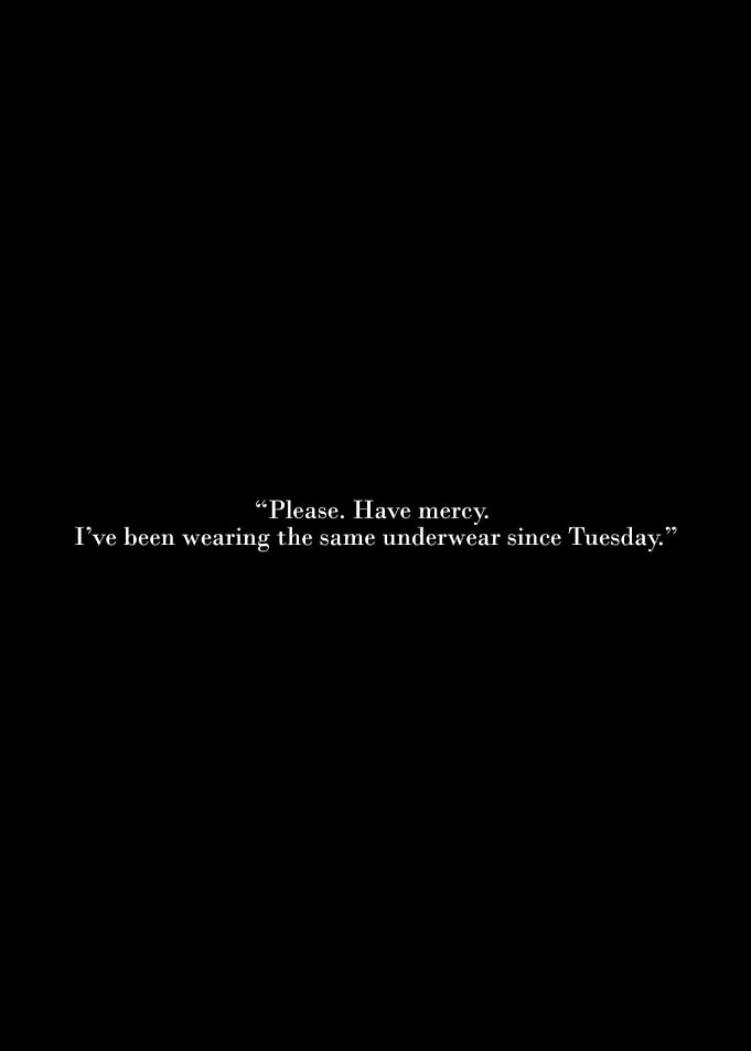 Humorous Underwear Plea on Black Background