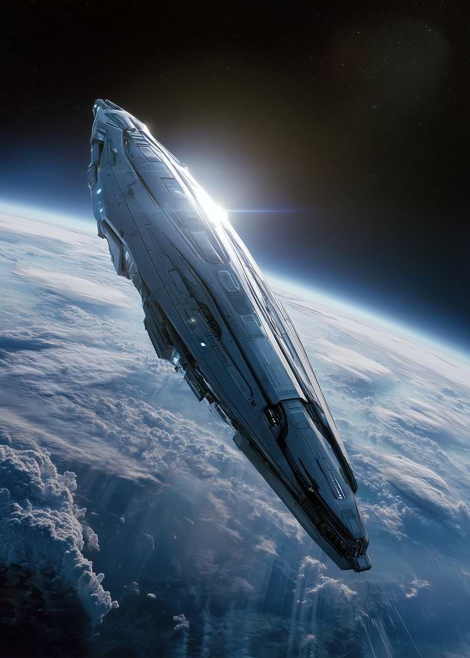 Spaceship over Earth