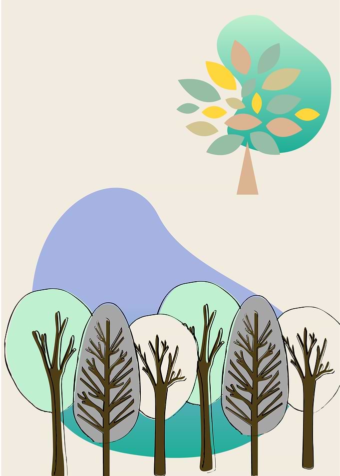 Abstract Trees in Pastel Colors