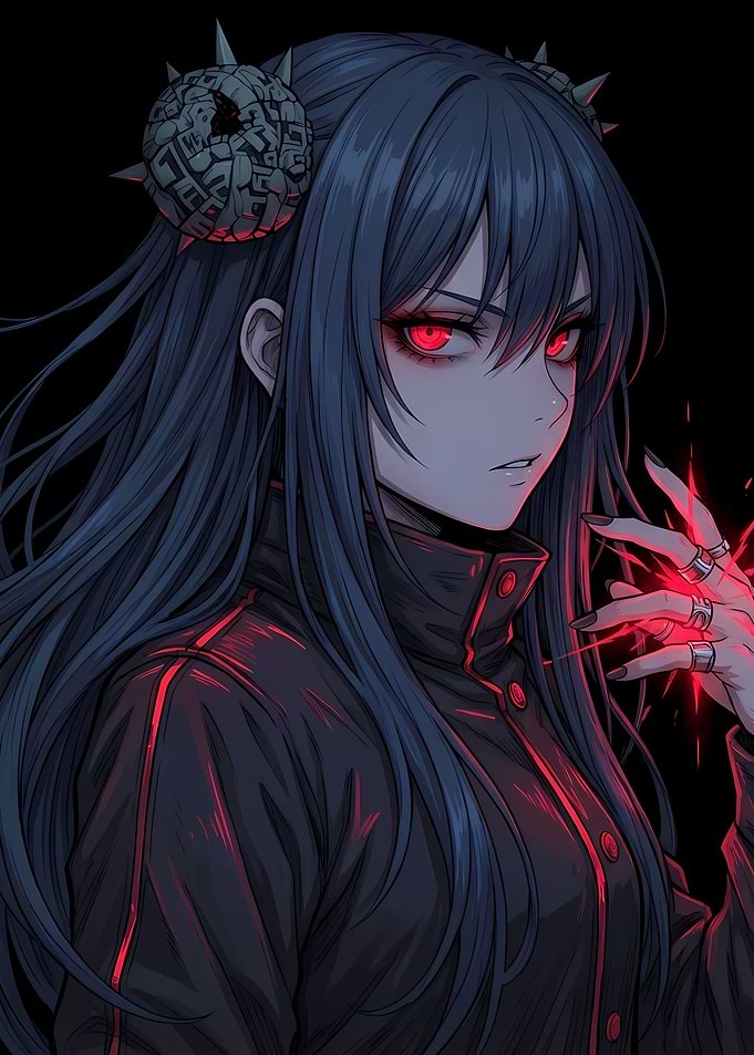 Anime Girl with Red Eyes and Magic