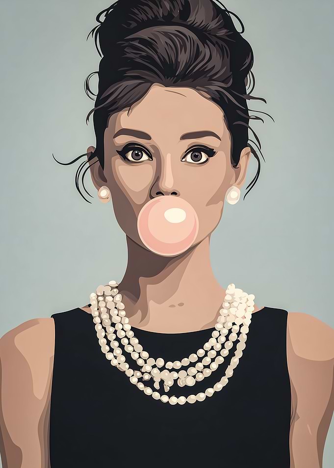 Audrey Hepburn Bubble Gum Portrait