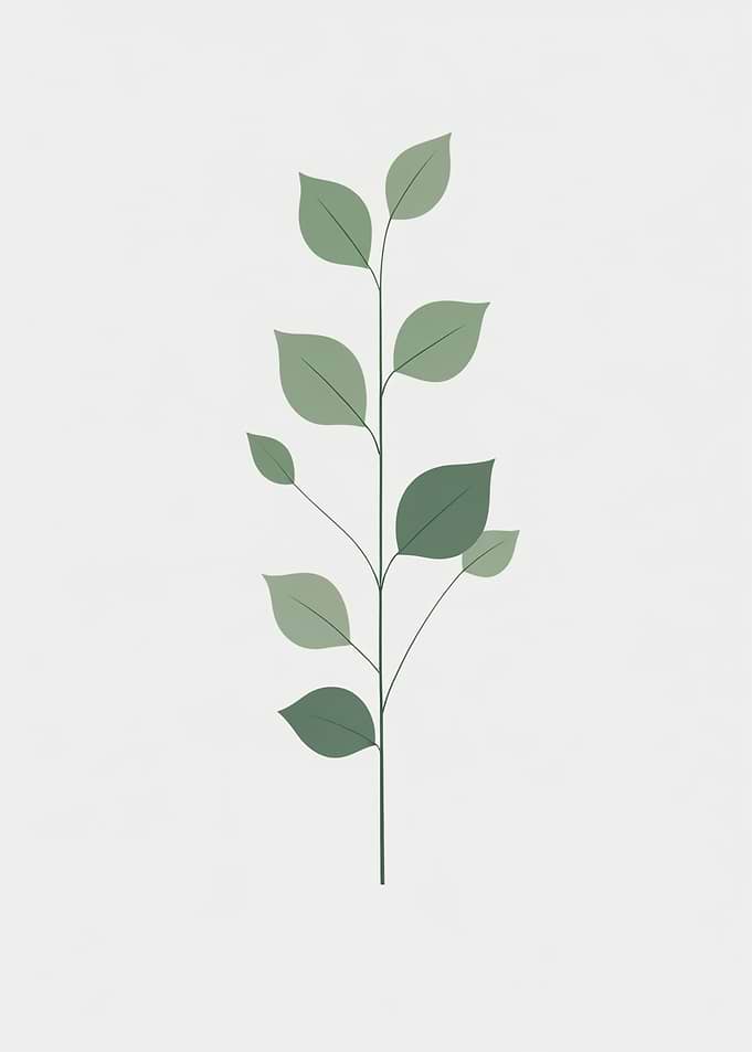 Green Leaf Branch on White Background