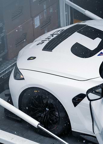 White Race Car Close-Up