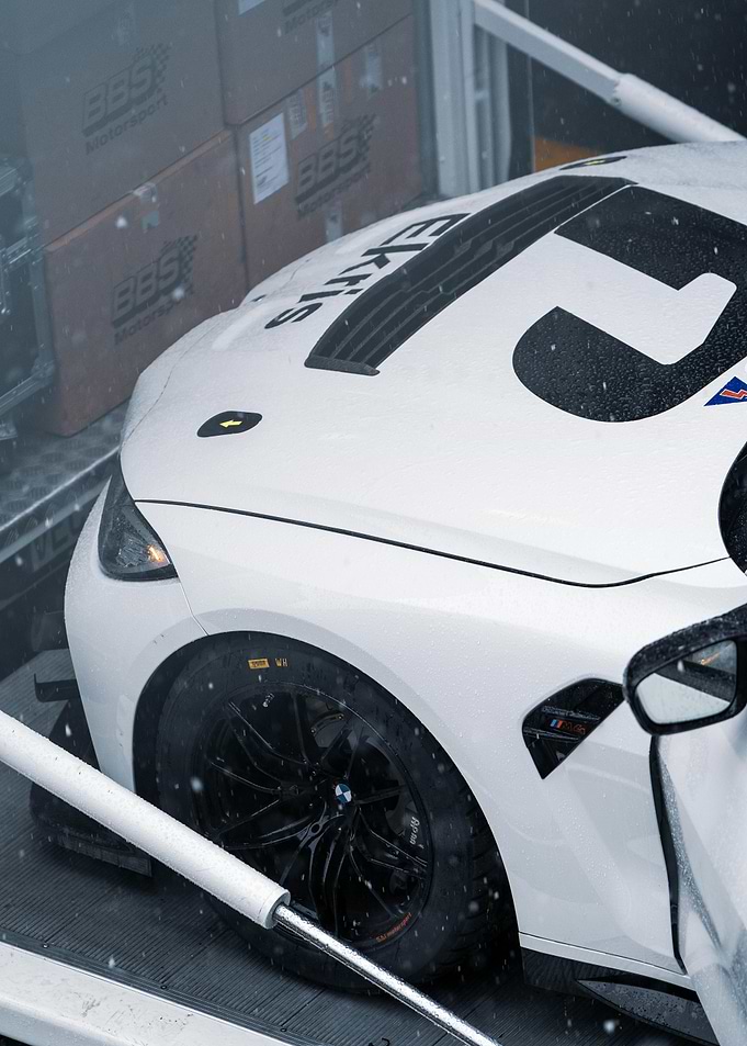 White Race Car Close-Up