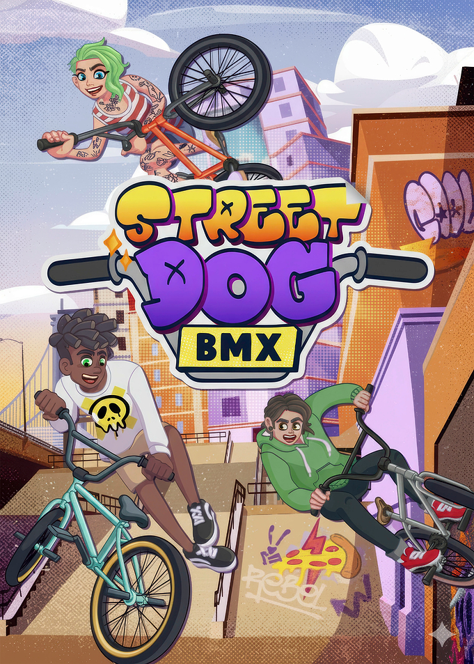Street Dog BMX Cartoon Illustration