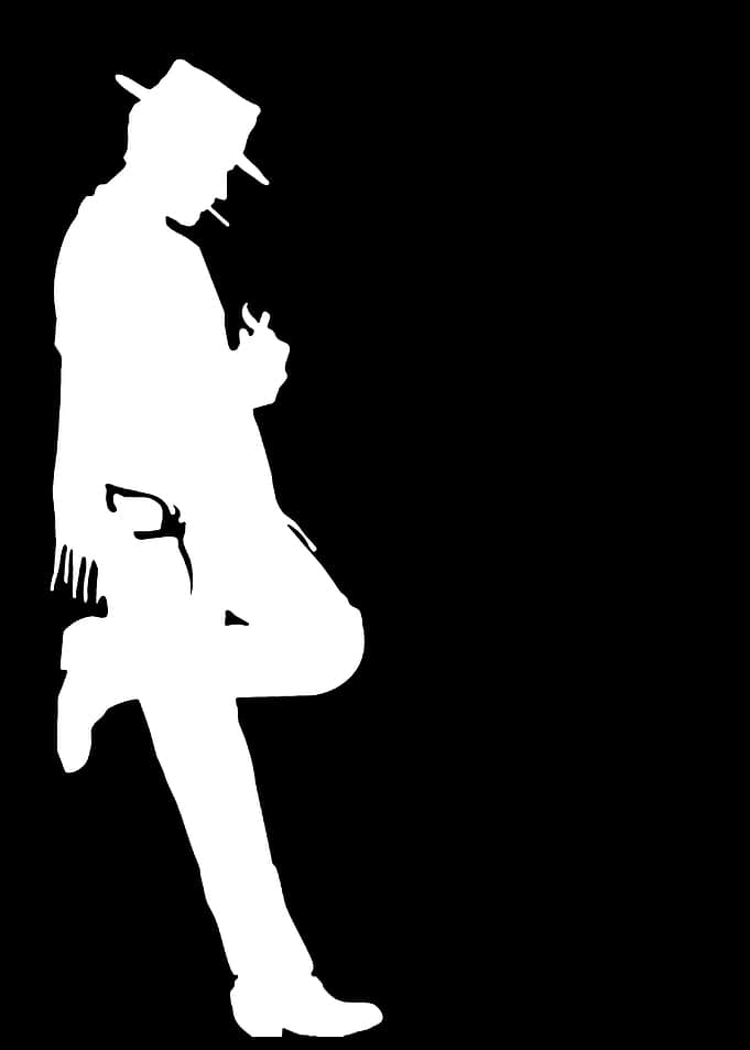 White Silhouette of a Man with Hat