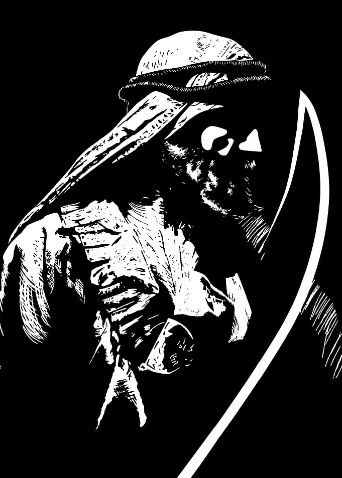 Monochrome Arab Warrior with Sword