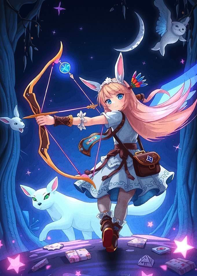 Anime Archer Girl with Bunny Ears
