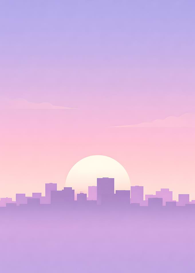 Pastel Cityscape Sunset