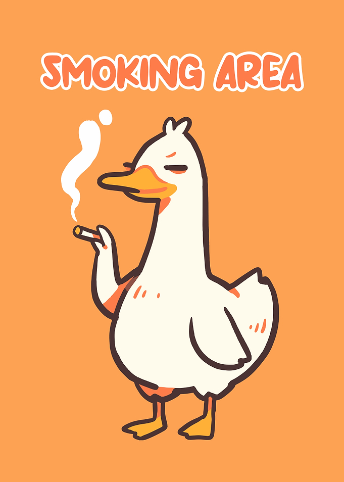 Smoking Duck Cartoon Sign