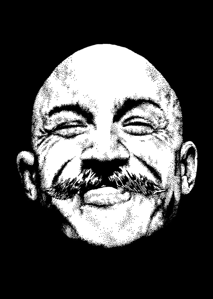 Bald man with mustache portrait