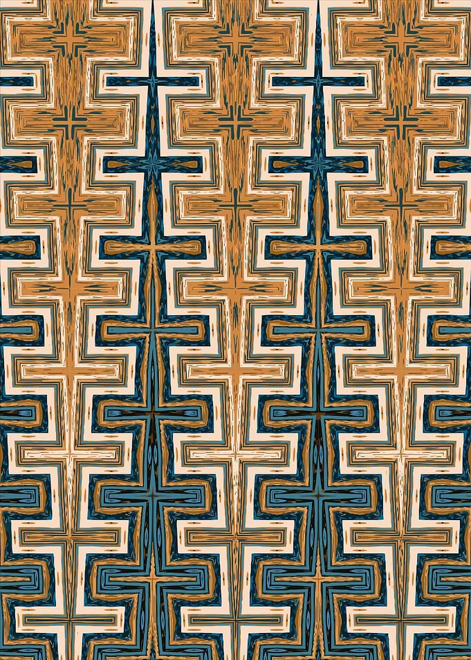 Abstract Geometric Pattern in Blue and Gold