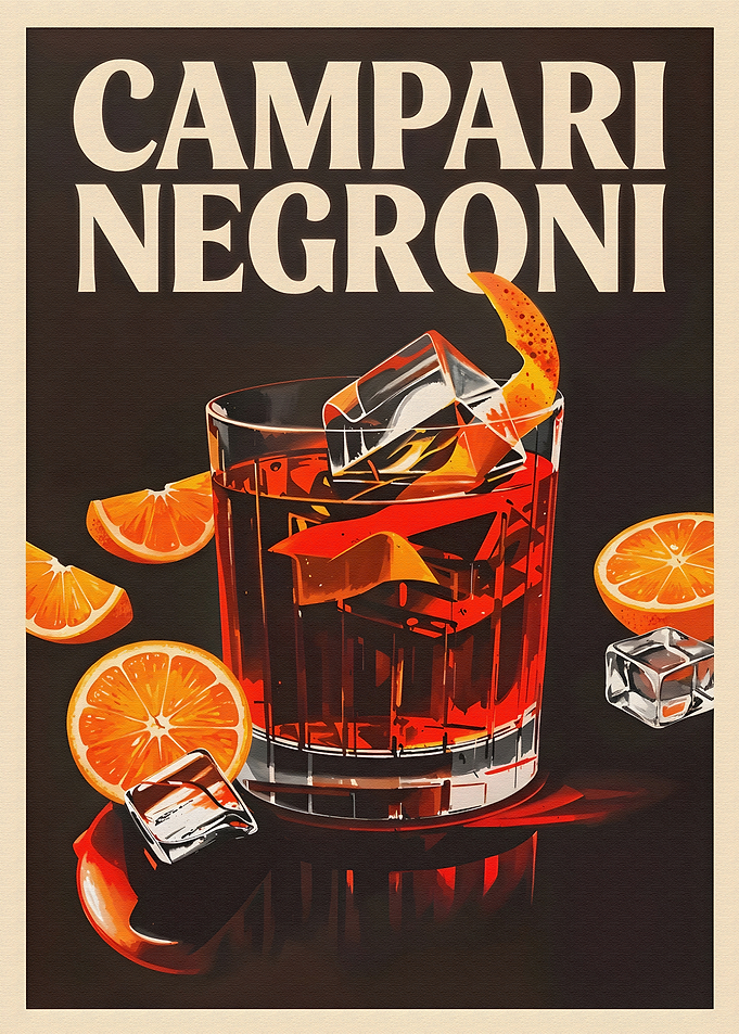 Retro Campari Negroni Cocktail