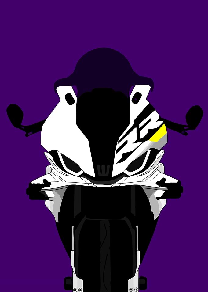 Motorcycle Front View on Purple Background