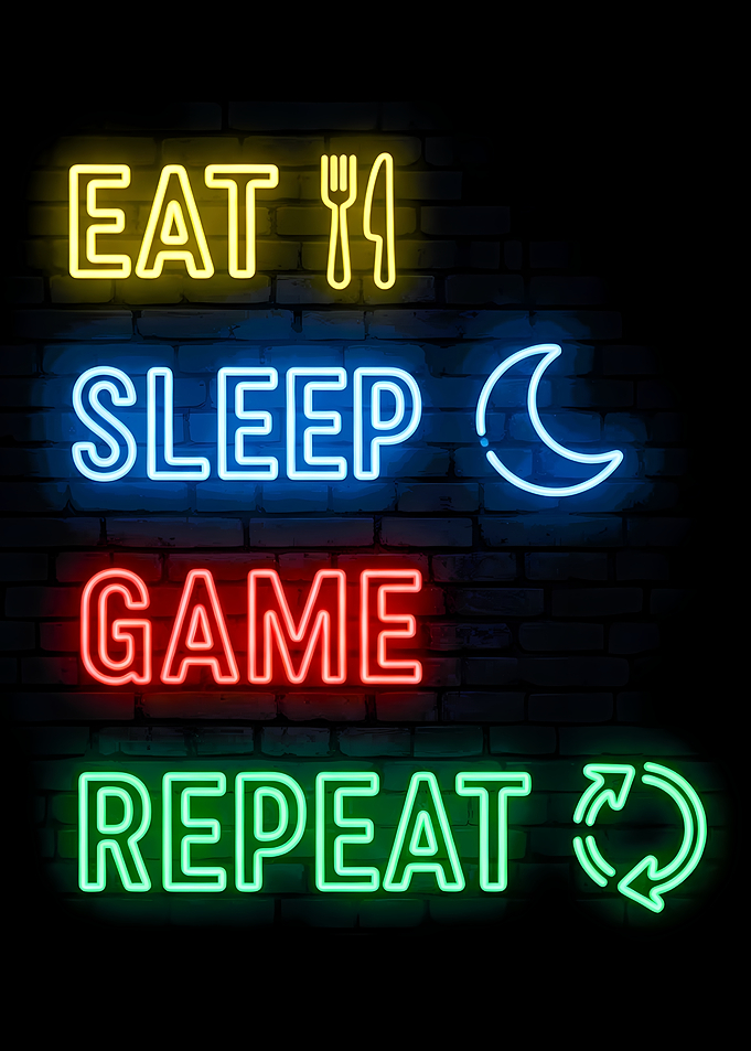 Eat Sleep Game Repeat Neon Sign